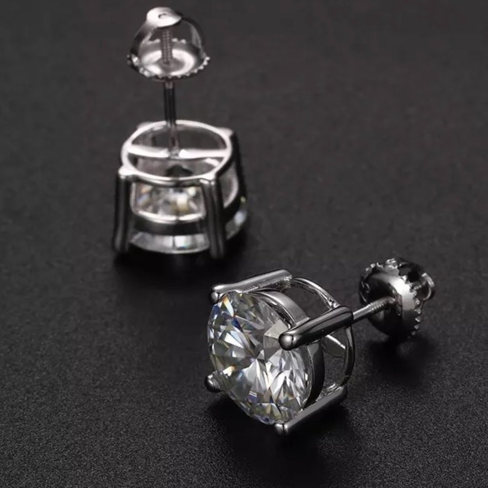 Certified 8ct. t.w. Diamond Round Cut 4-Prong Screw Back Earrings - Picture 3 of 16